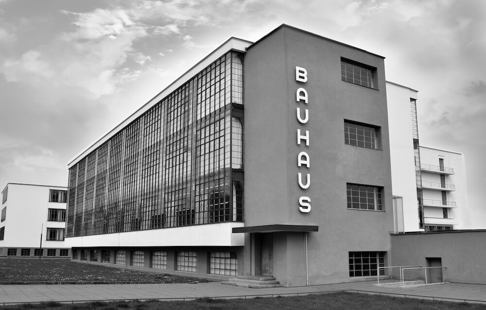 bauhaus building black and white